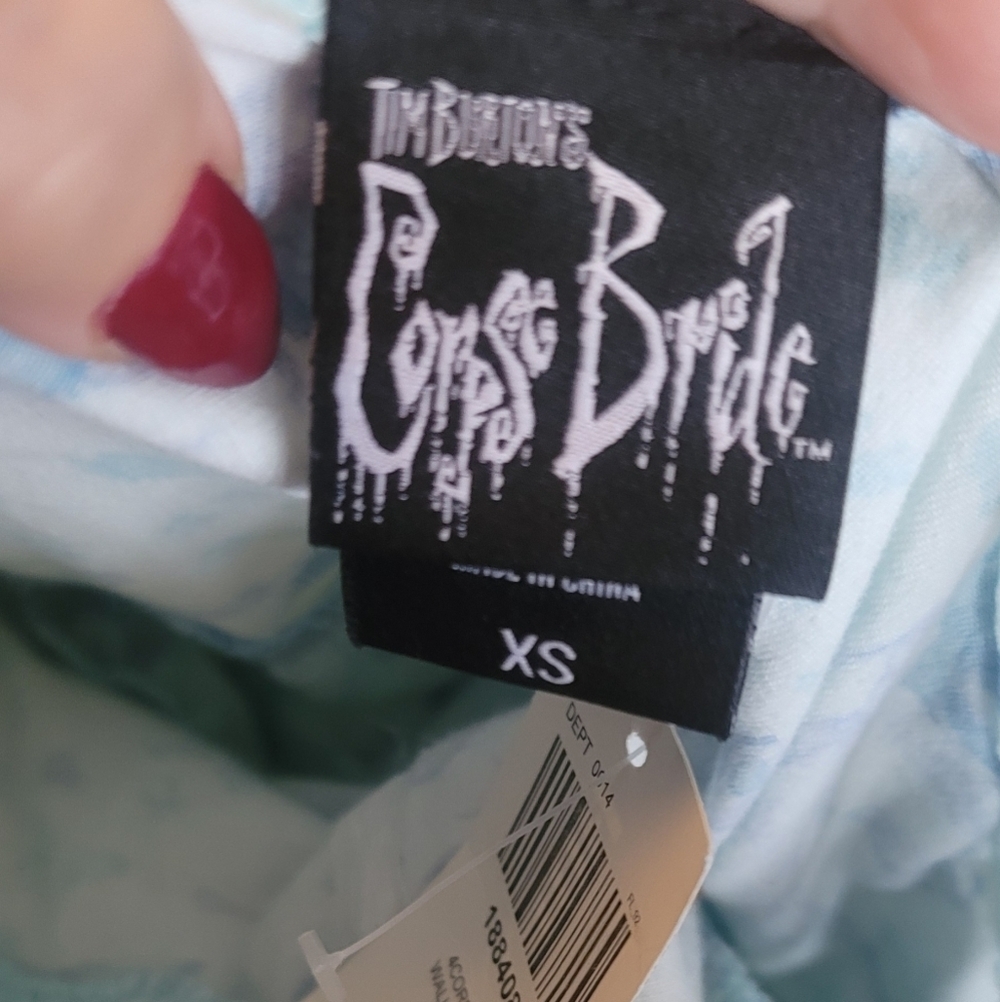 Hot Topic Corpse Bride Emily Flowy Lace-Up Cami hi low Dress xs light blue nwt - Picture 4 of 8